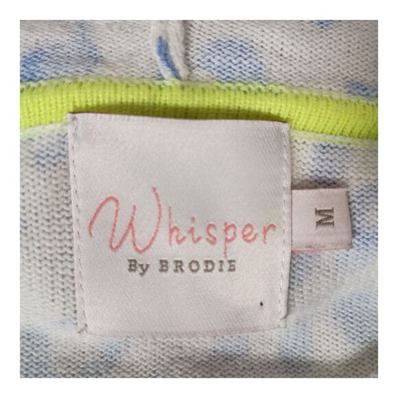 Whisper By Brodie Hoodie Sweater Pullover White Blue Cheetah Print Long Sleeve M - Picture 4 of 5